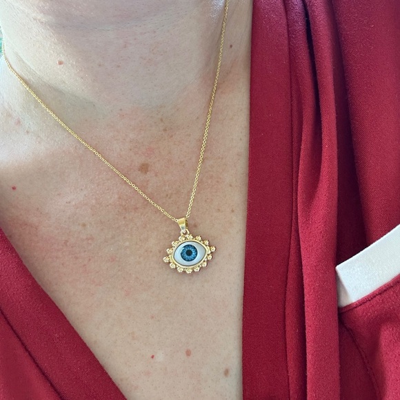 Gold Evil Eye Pendant Necklace - Picture 3 of 4